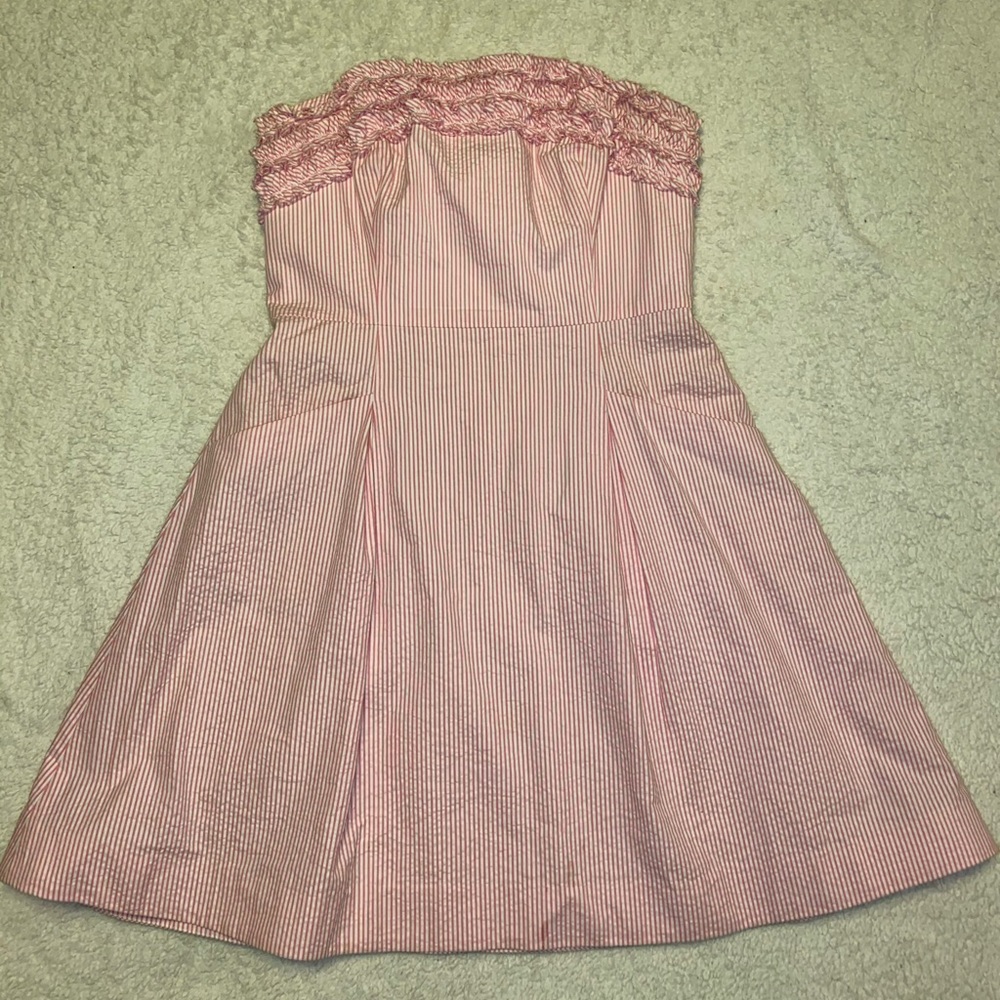 Lilly Pulitzer Strapless Pink seersucker dress